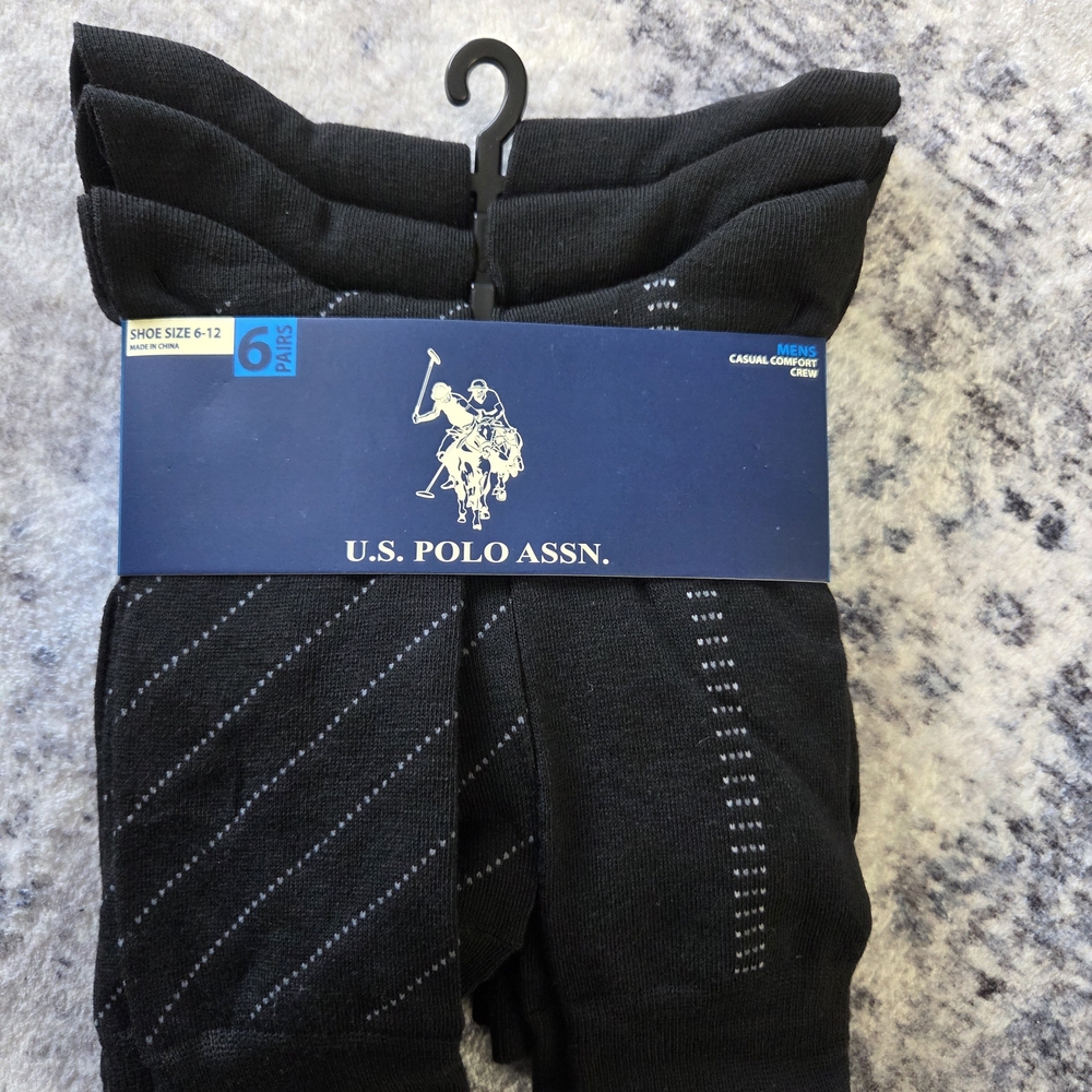 U.S. Polo Assn. Men's Black Dress Socks - 6 Pack